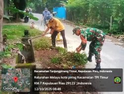 Babinsa Melayu Kota Piring Koramil 01/Kota Ajak Warga Gotong Royong Bersihkan Lingkungan