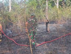 Babinsa Koramil 01 Kota dan Damkar Padamkan Kebakaran Lahan di Jalan Basuki Rahmat